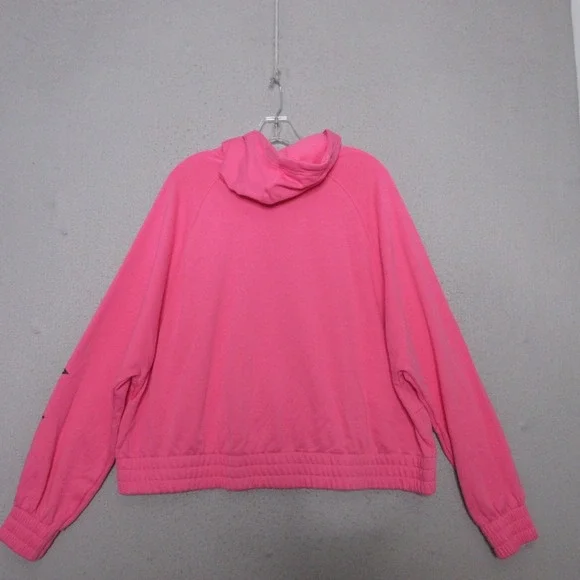 Nike Air Fleece Hoodie Women XL Pink Black Full Zip Dolman Sleeve Jewel Zipper - Picture 3 of 10